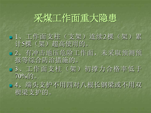 采煤工作面重大及主要隐患