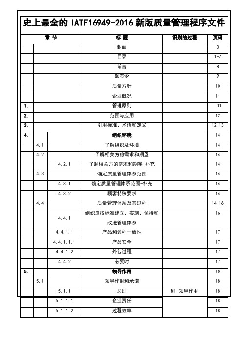 史上最全的IATF16949-2016新版程序文件