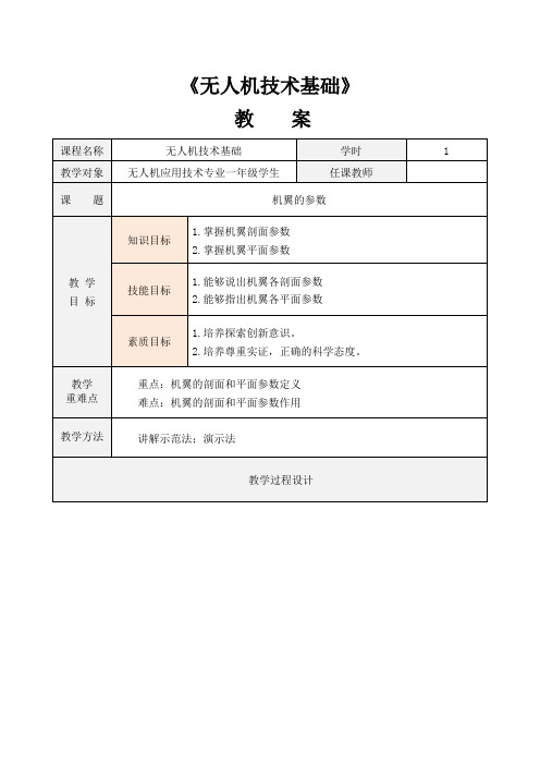 无人机技术基础 机翼的参数-教案