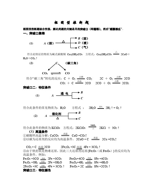 初中化学训练————框图型推断题