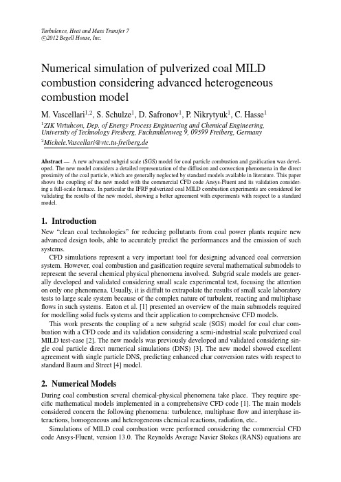 Numerical simulation of pulverized coal MILD combustion considering advanced heterogeneous