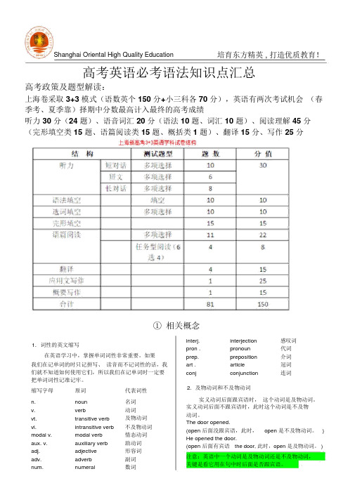 高考英语必考知识点汇总及考点要求(精选篇)