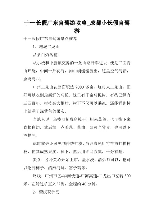 十一长假广东自驾游攻略_成都小长假自驾游.doc