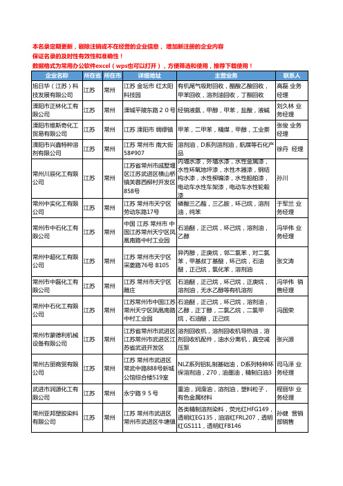 2020新版江苏省常州溶剂油工商企业公司名录名单黄页大全37家