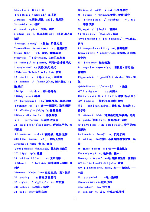 最新牛津高中英语模块六词汇表 带英标