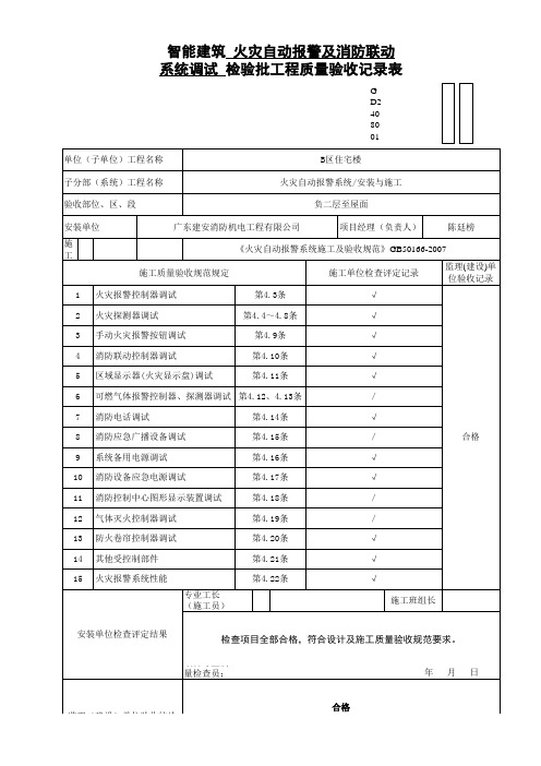 GD2408001(系统调试)智能建筑工程检验批质量验收记录表