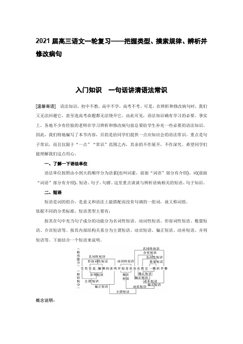 2021届高三语文一轮复习——把握类型、摸索规律、辨析并修改病句