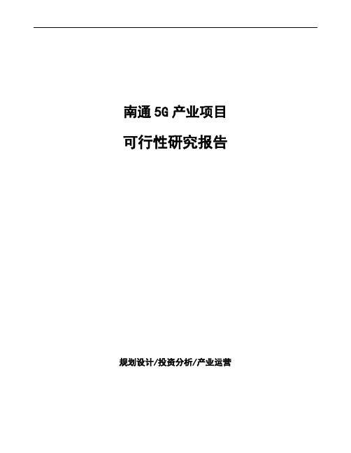 南通5G产业项目可行性研究报告