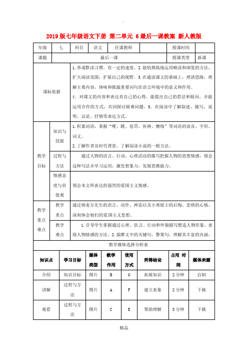 201x版七年级语文下册 第二单元 6最后一课教案 新人教版