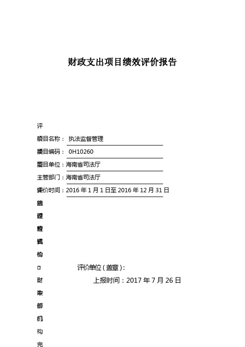 财政支出项目绩效评价报告 (3)