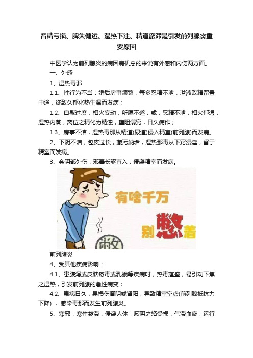 肾精亏损、脾失健运、湿热下注、精道瘀滞是引发前列腺炎重要原因