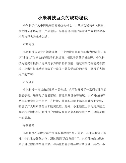 小米科技巨头的成功秘诀