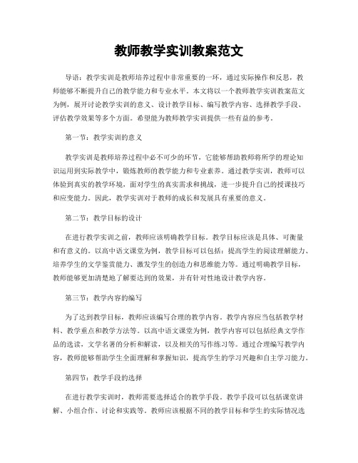 教师教学实训教案范文