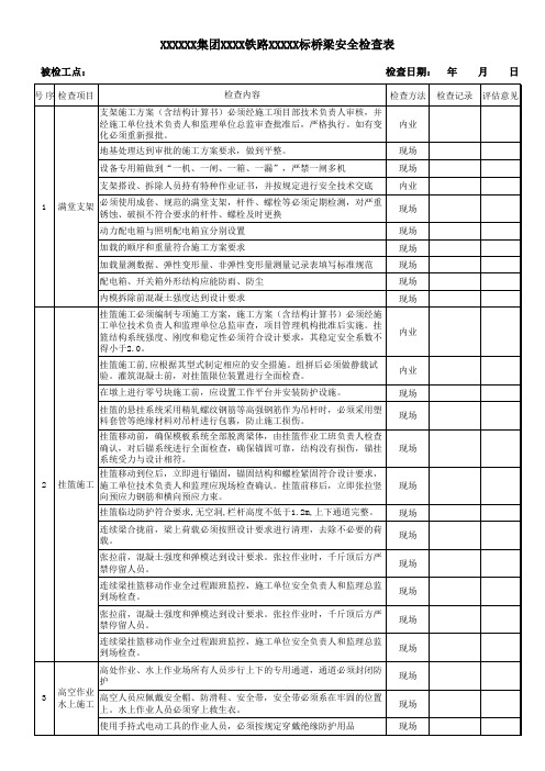 桥梁安全检查表