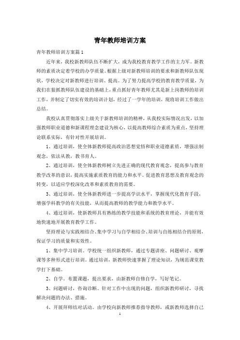 青年教师培训方案