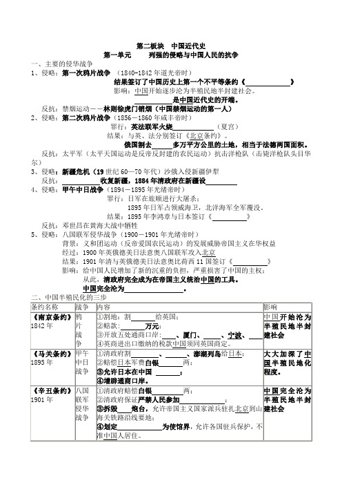 八年级历史  中国近现代史