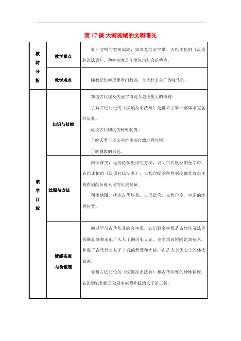 北师大初中历史八下《大河流域的文明曙光》教案_4