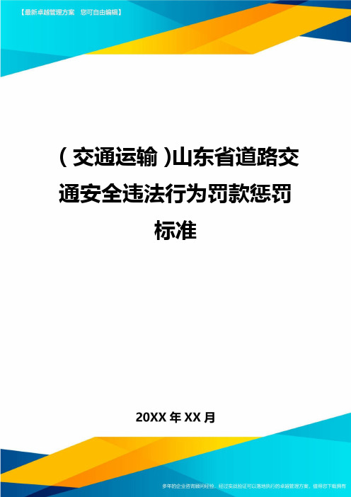 (交通运输)山东省道路交通安全违法行为罚款惩罚标准精编