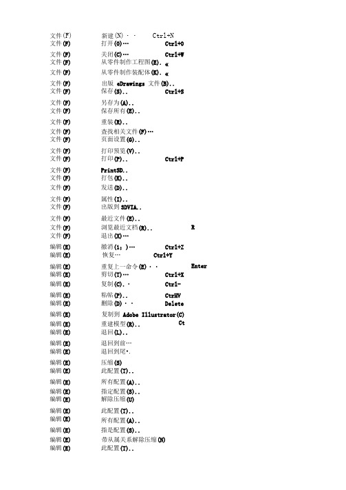 olidworks快捷键大全