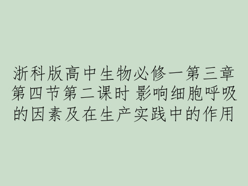 浙科版高中生物必修一第三章第四节第二课时 影响细胞呼吸的因素及在生产实践中的作用