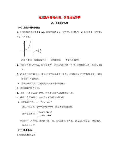 高三数学基础知识剖析 平面解析几何.doc