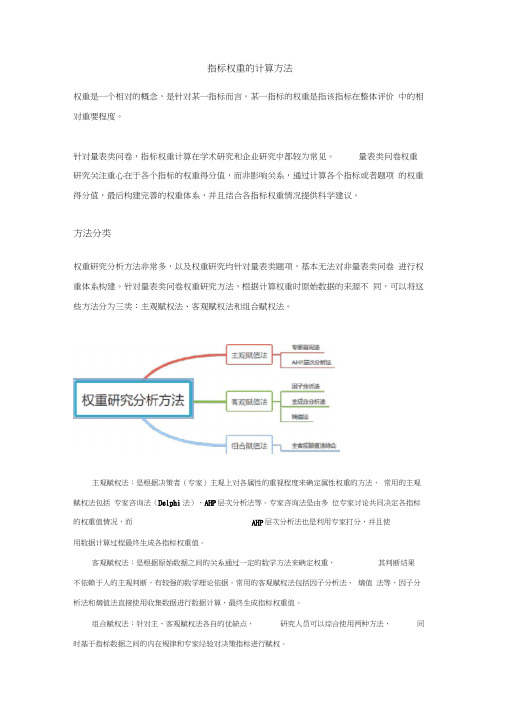 指标权重计算的确定方法