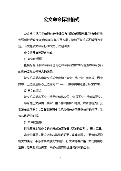 公文命令标准格式