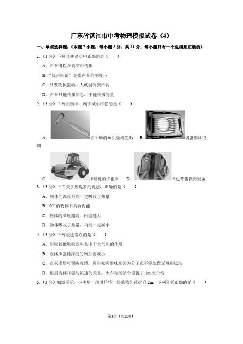 广东省湛江市中考物理模拟试卷(4)