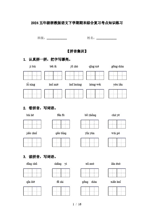 2024五年级浙教版语文下学期期末综合复习考点知识练习