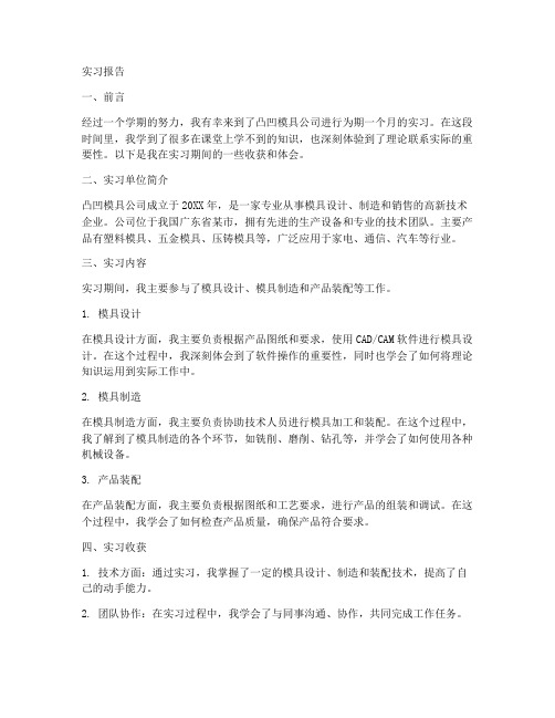 凸凹模具公司实习报告