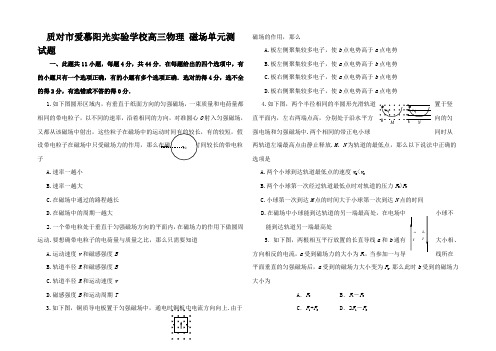 高三物理 磁场单元测试题