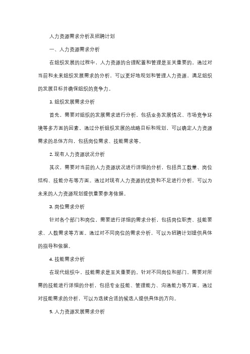  人力资源需求分析及招聘计划