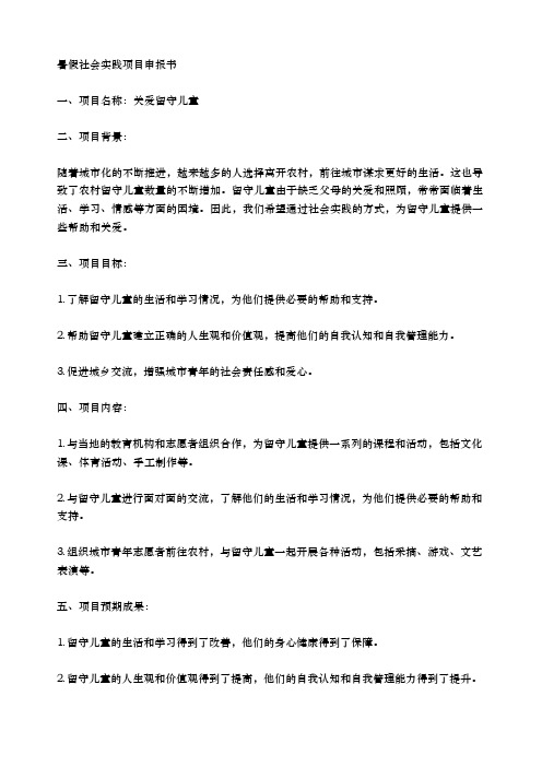 暑假社会实践项目申报书