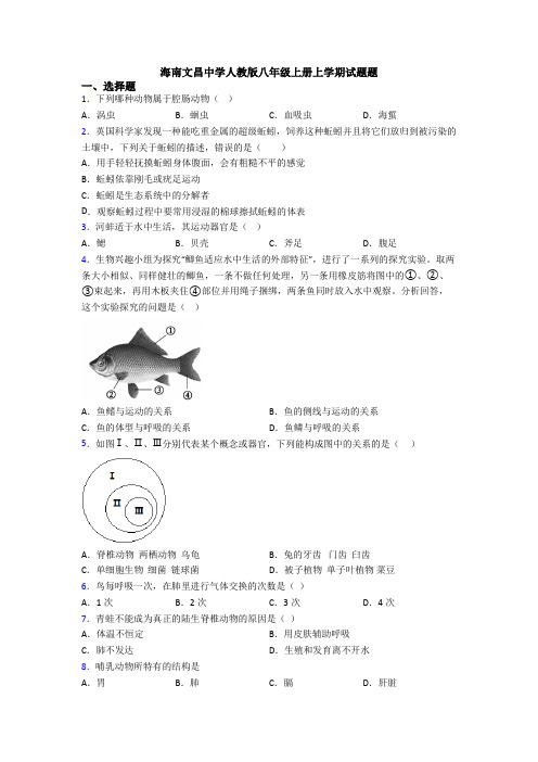 海南文昌中学人教版八年级上册上学期试题题