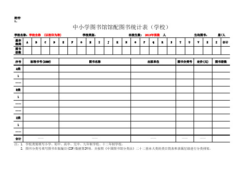 中小学图书馆馆配图书统计表及汇总表