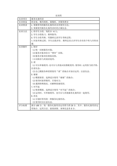 《旅游服务礼仪》实训教学4