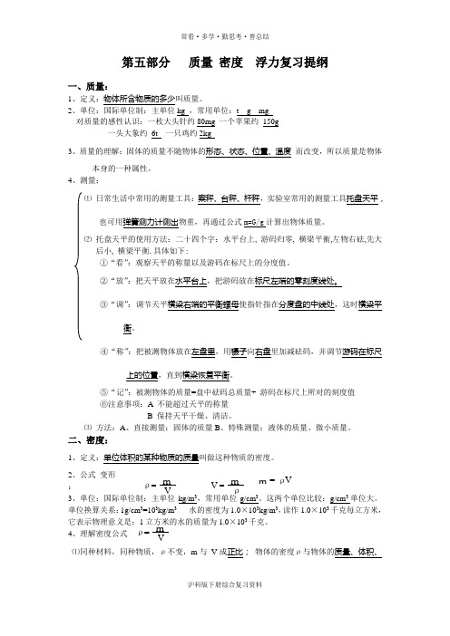 浮力和压强物理知识点整理