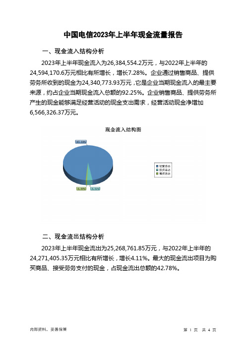 601728中国电信2023年上半年现金流量报告