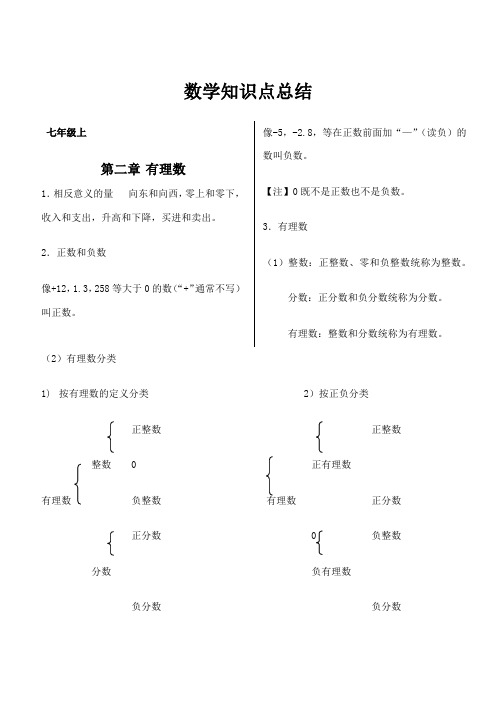 华师大版初中数学知识点总结