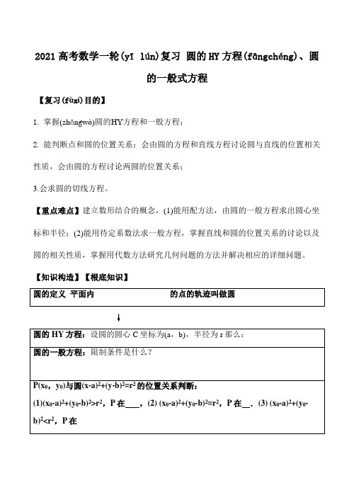 高考数学一轮复习 圆的标准方程、圆的一般式方程2 试题