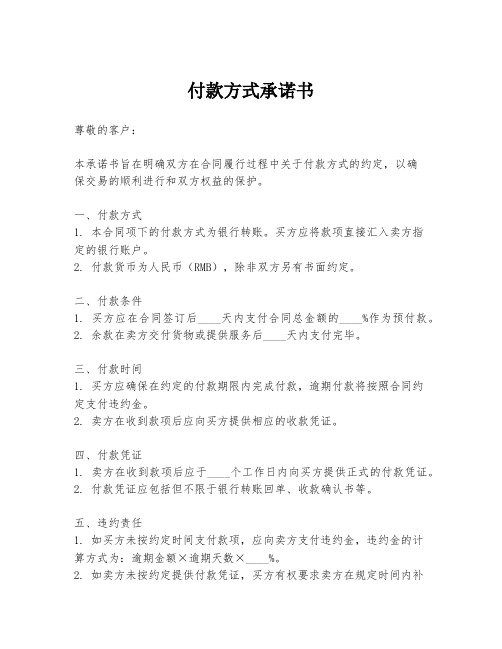 付款方式承诺书