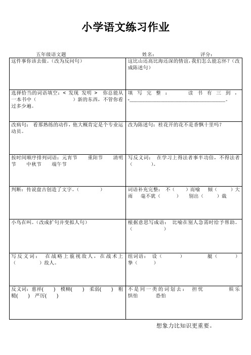 连云港市墟沟小学五年级语文练习题 (51)