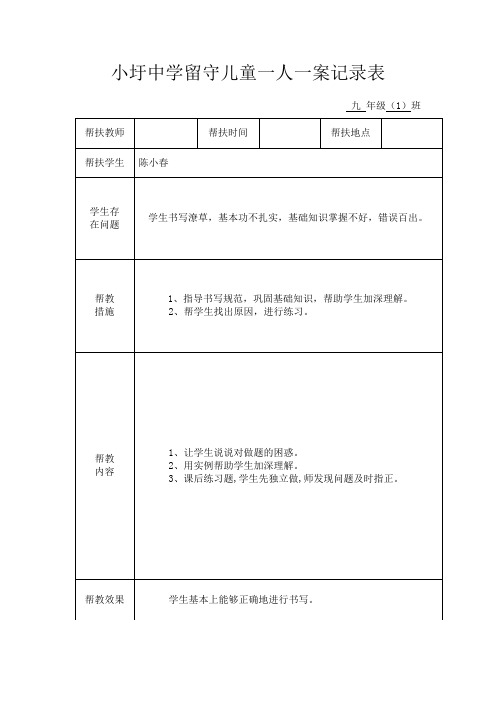 留守儿童一人一案记录表10份