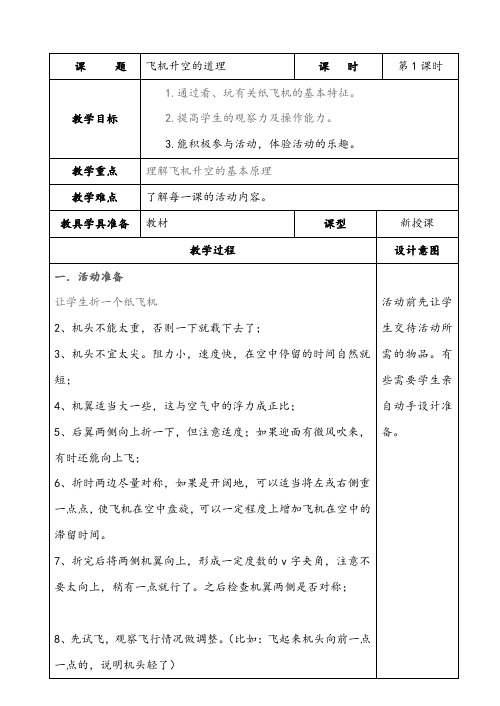 1、飞机升空的道理