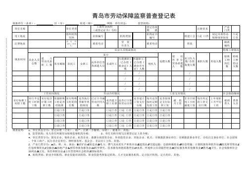 劳动保障监察普查登记表