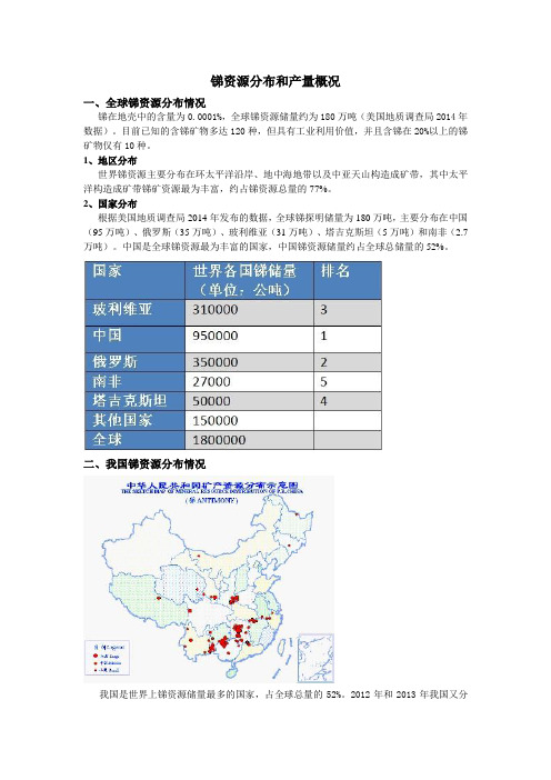 锑资源分布和产量概况全解