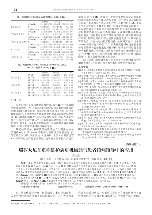 瑞芬太尼在重症监护病房机械通气患者镇痛镇静中的应用