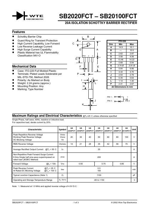 WTE SB2020FCT - SB20100FCT 数据手册