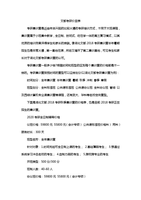 文都考研价目表