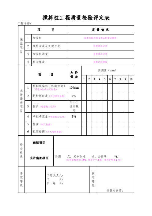 水泥搅拌桩质量检验评定表1